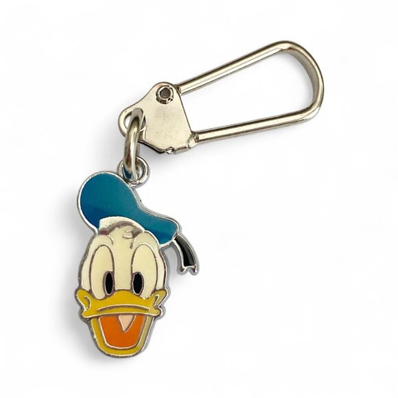 Donald Duck Zipper Pull Purse Bag Charm Locking Clasp Enamel Keychain Keyring - Picture 1 of 6